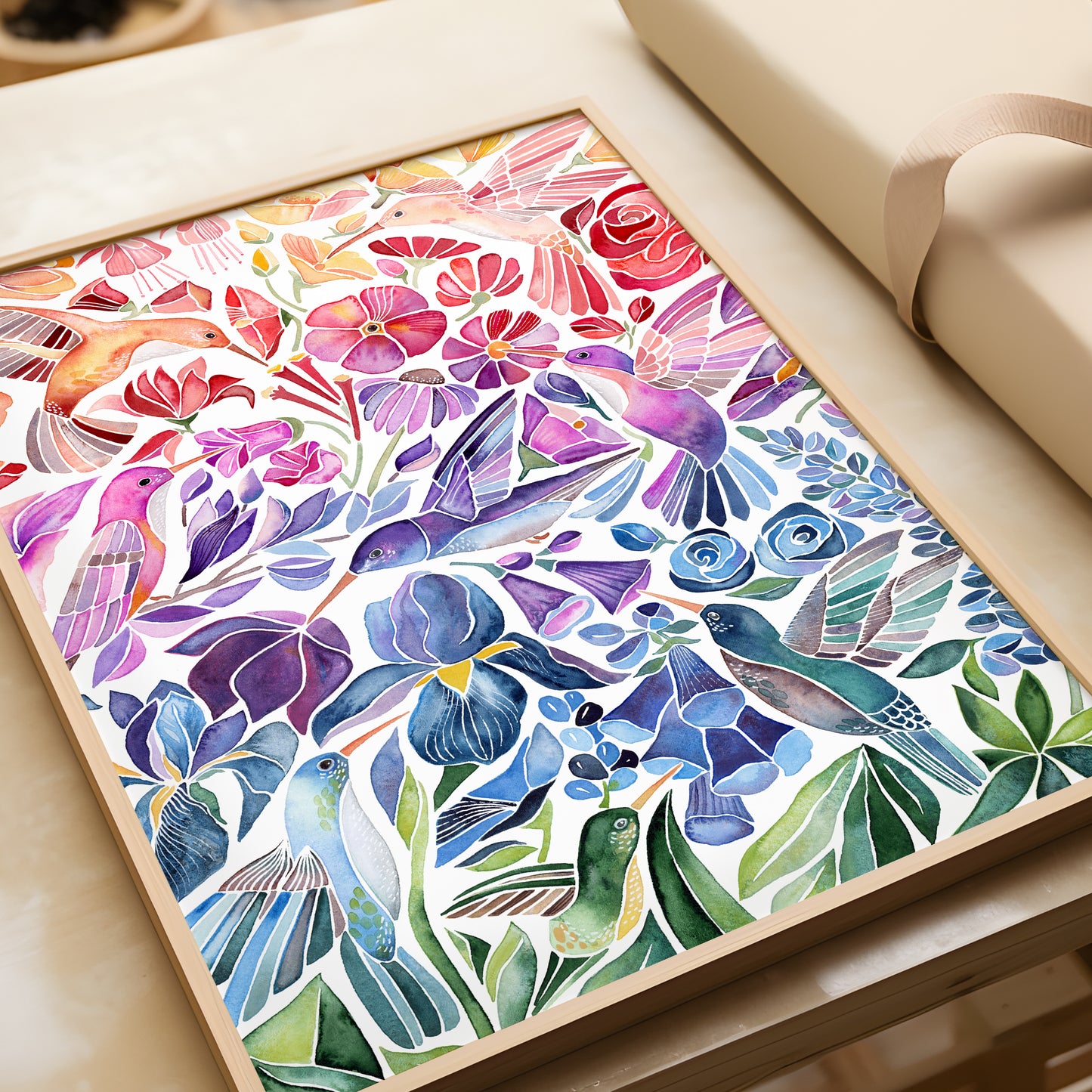 Ombre Hummingbirds –  Art Print