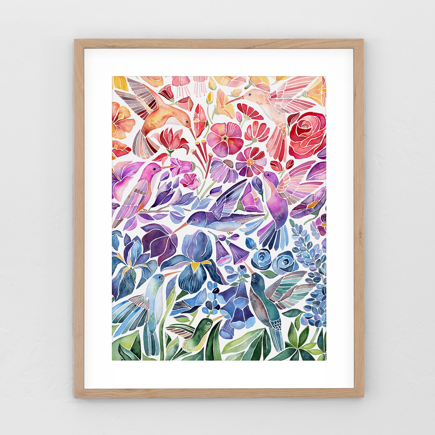 Ombre Hummingbirds –  Art Print