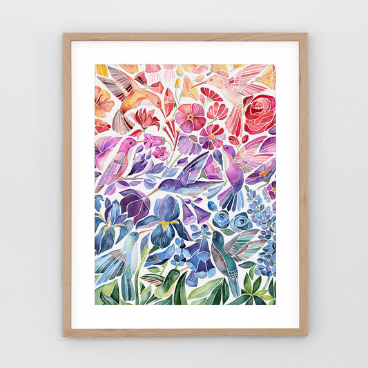 Ombre Hummingbirds –  Art Print